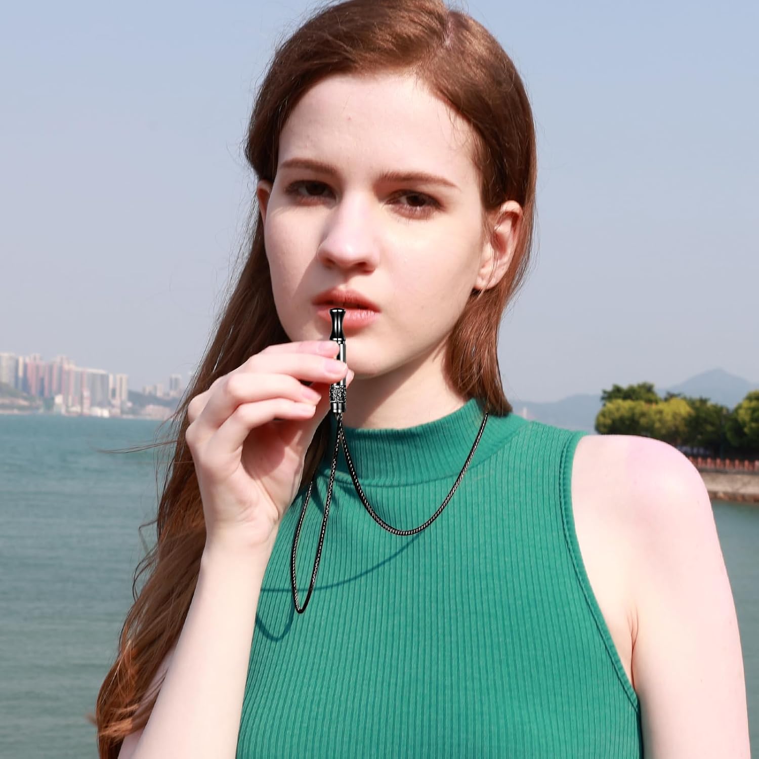 Anxiety Relief Pendant Mindfulness Breathing Necklace - Essential Oil Diffuser & Personal Inhaler Aromatherapy Necklaces for Women & Men (Black) image 8 of 8 B0FCFRQWN6