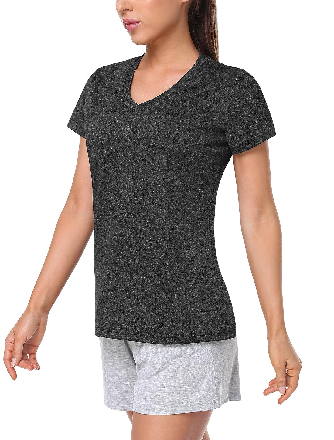Ullnoy Lot de 3 t-shirts de sport pour femme - Séchage rapide - Coupe ample - Col en V - Manches courtes
