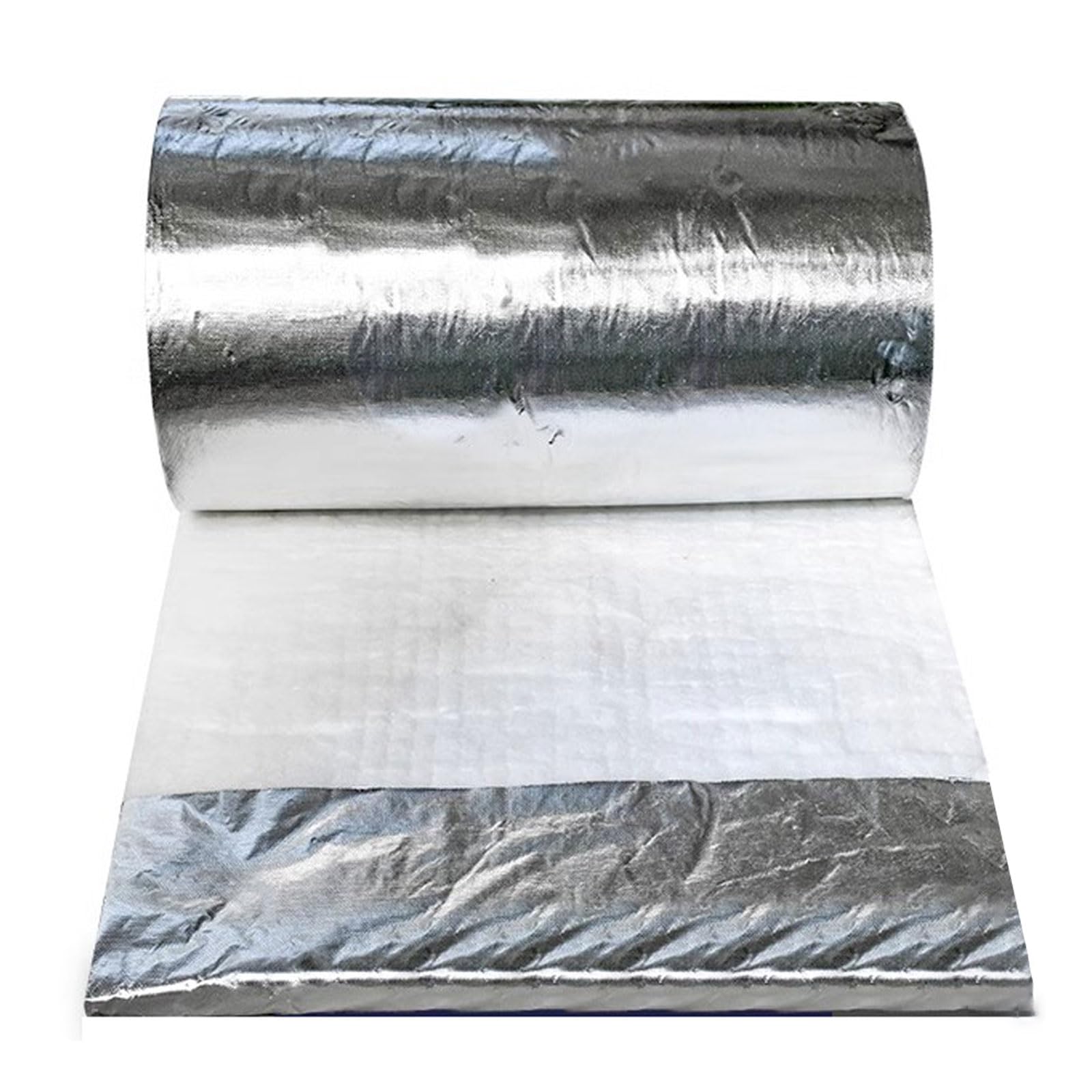 Keramikfaser-Decke Isolierung, Keramikfasermatte Hochtemperatur Isolierung Zweiseitige Aluminium-Folie Feuerfest Bis 1200°C für Holzöfen Kamine Kessel(Size:610mm x 15000mm x 10mm - 120kgm³,Color:weiß)