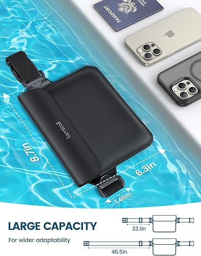 Miniatura 2 de Lamicall Riñonera impermeable  2 unidades 2025 correa de cintura elástica IPX8 bolsas secas a prueba de agua para natación, playa, kayak, crucero
