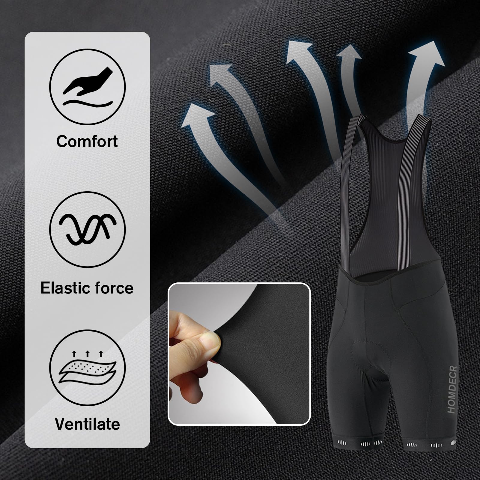 Pantaloncini Ciclismo Uomo - Salopette Ciclismo Uomo con Fondello Gel 20D, Tessuto Poliestere Abbigliamento MTB E Strada Accessori Bici.