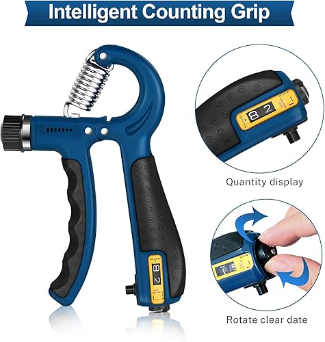 Miniatura 3 de Gonex Fortalecedor de agarre de mano con contador, kit de entrenamiento de antebrazo (paquete de 5), entrenador de fuerza de agarre de resistencia