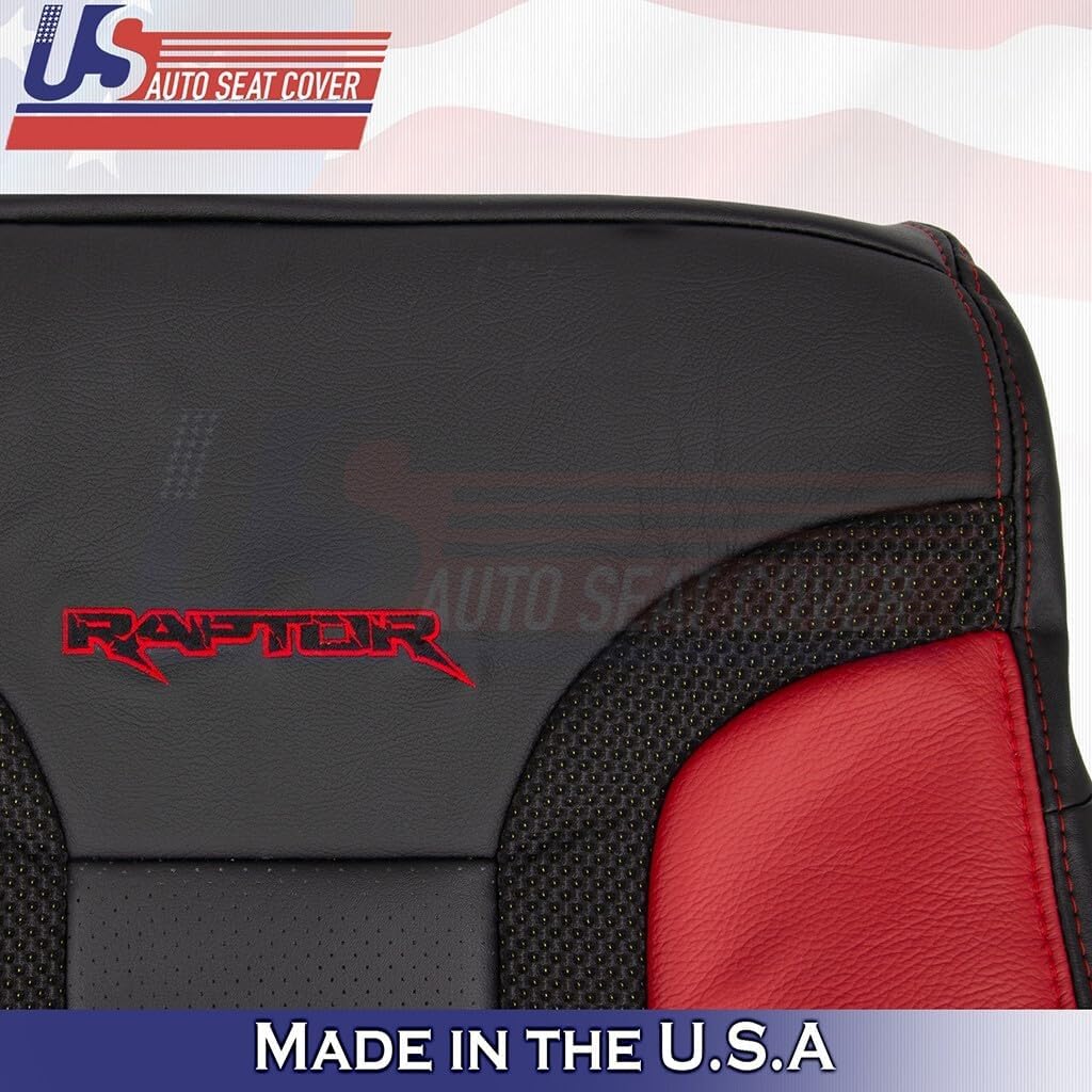 US Auto Seat Cover U.S.AutoSeatCover Passenger Tops & Bottoms Cover Black/Red Fits 2010 to 2014 Fits Ford F150 Raptor