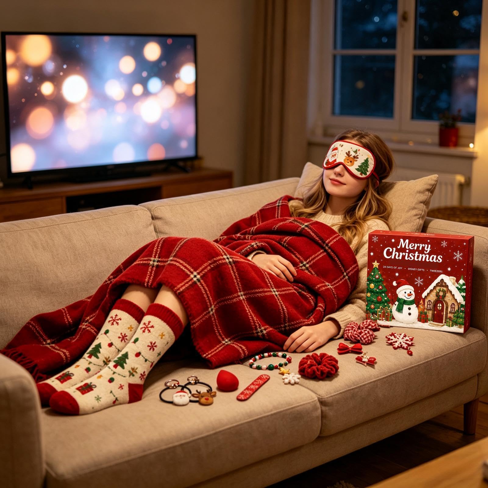 Calendario natalizio conto alla rovescia Babbo Natale accessori per capelli | Set per conto alla rovescia natalizio per ragazze, 24 giorni, per feste di amici, premi scolastici, calza della Befana