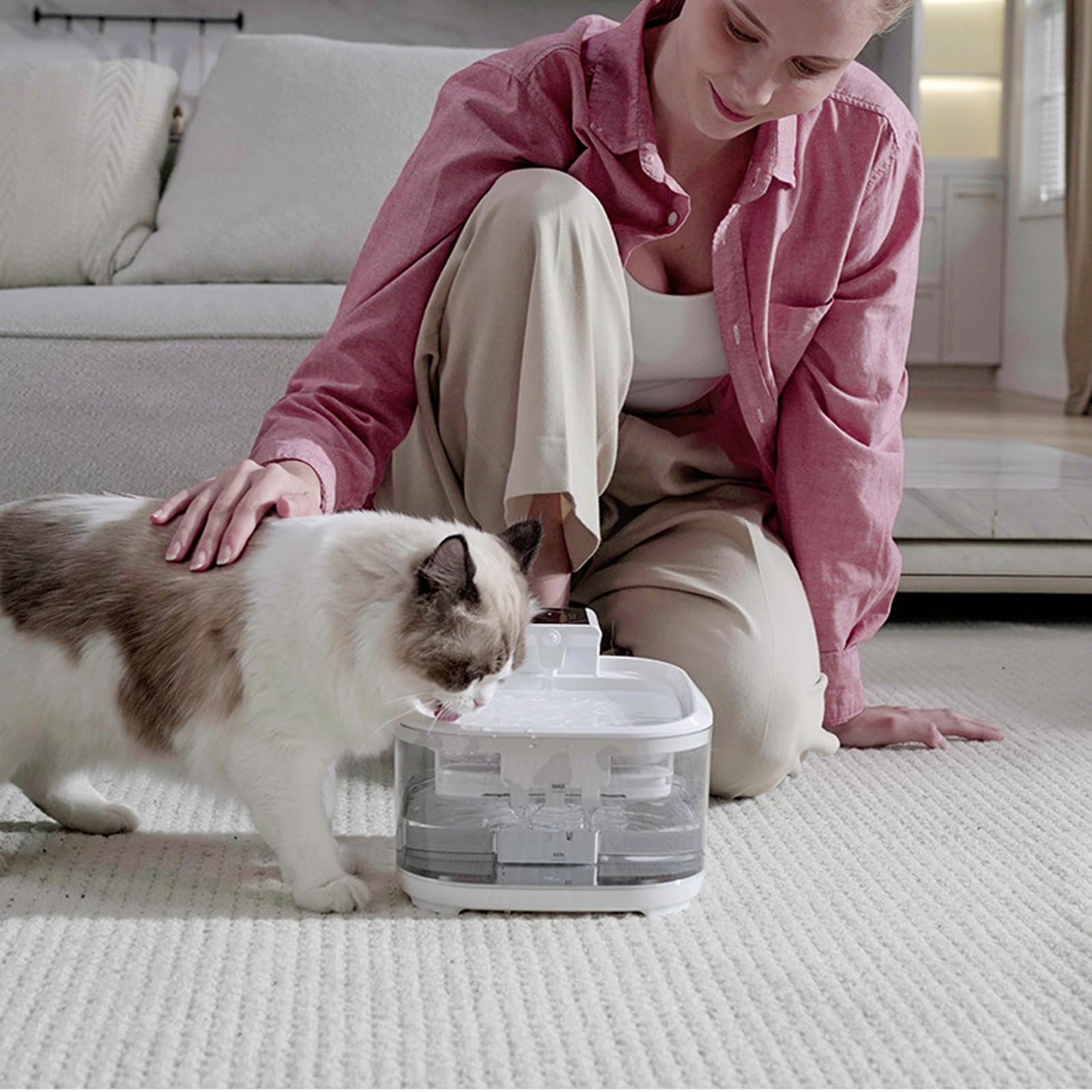 Fuente de agua para gatos, 4,5 L, recargable por USB, dispensador automático con filtración, diseño de funcionamiento silencioso, para uso doméstico, fuente de agua para gatos