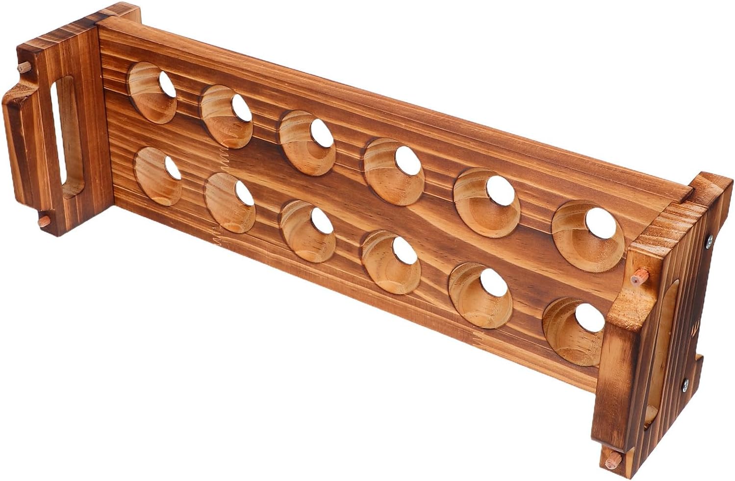Wooden Egg Storage Tray Stackable Organizer 12-slot with Handles
