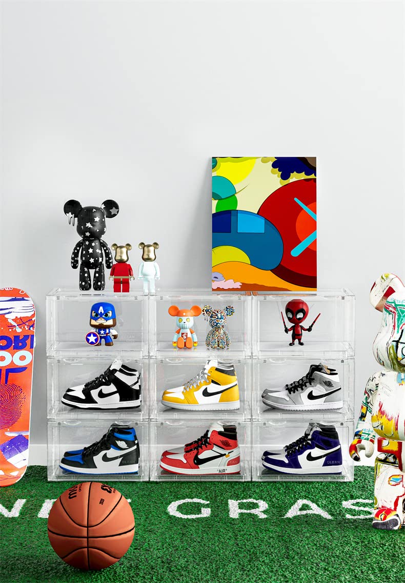 PUCHIKA Schuhbox, Schuhboxen stapelbar durchsichtig, Schuhboxen 6er-Set, durchsichtiges Schuhbox, Schuhkarton Kunststoff, Schuhaufbewahrungsbox für Schuhe, Größe 36x28x22cm, durchsichtig klar, Typ-H