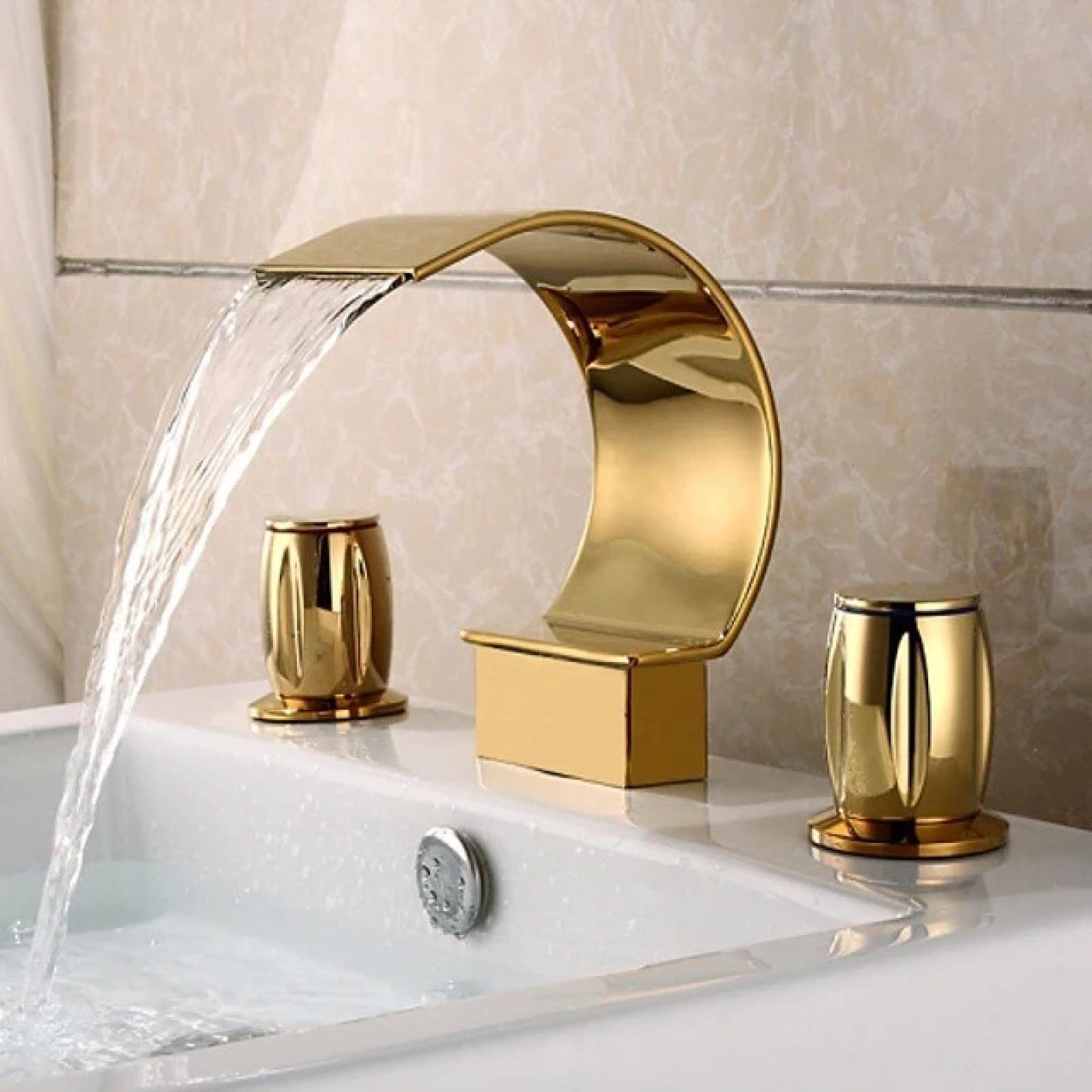 Lavabo bagno rubinetto caldo e freddo doppia maniglia set tre pezzi rubinetto di miscelazione split a tre fori con tubo flessibile