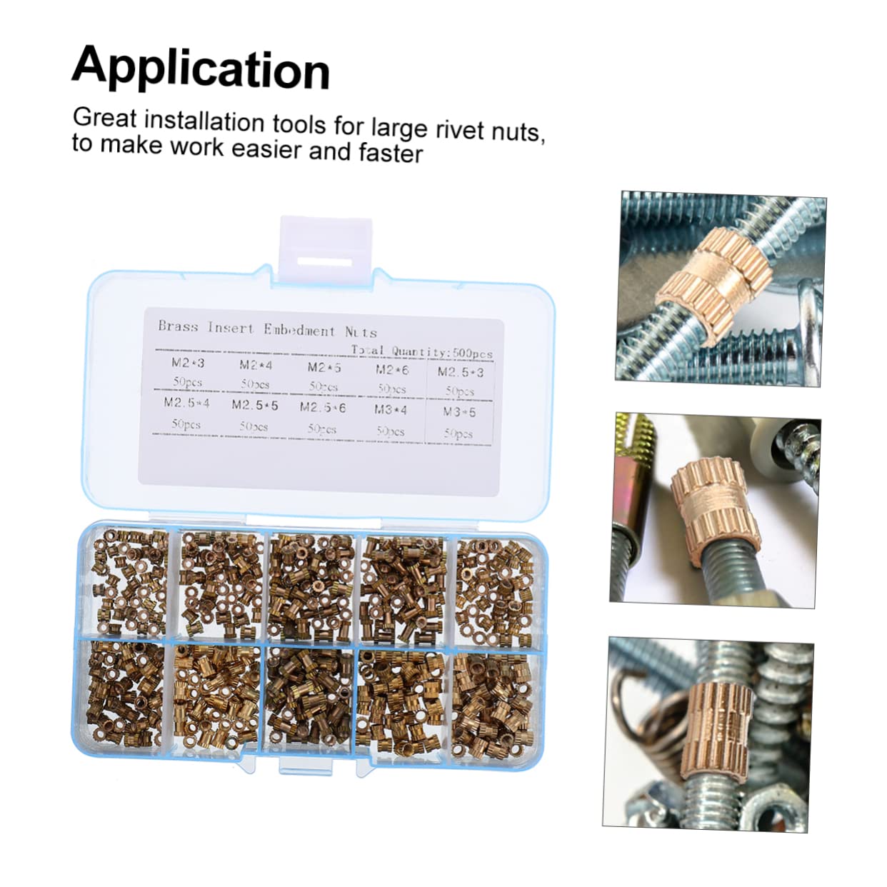 PRETYZOOM 1500pcs Brass Knurled Nuts Injection Nuts Insert Thread Threaded Inserts Easy to Use