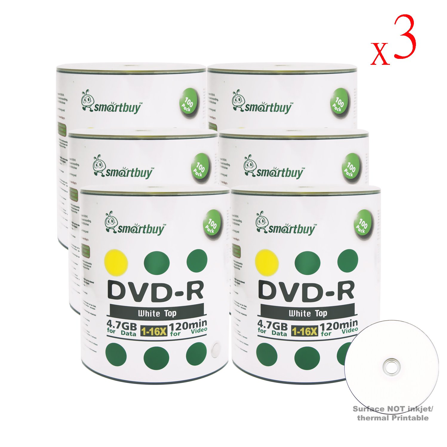 Amazon.com: Smart Buy 1800 Pack DVD-R 4.7gb 16x White Top Blank