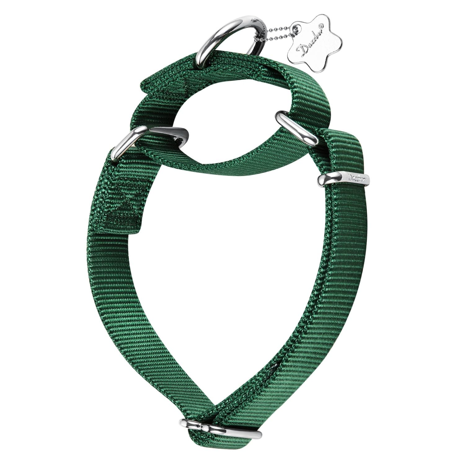 Dazzber Martingale Dog Collar, Escape-Proof and No Slip Design, Heavy-Duty Nylon with Metal Buckle, Adjustable for Small, Medium & Large Dogs,