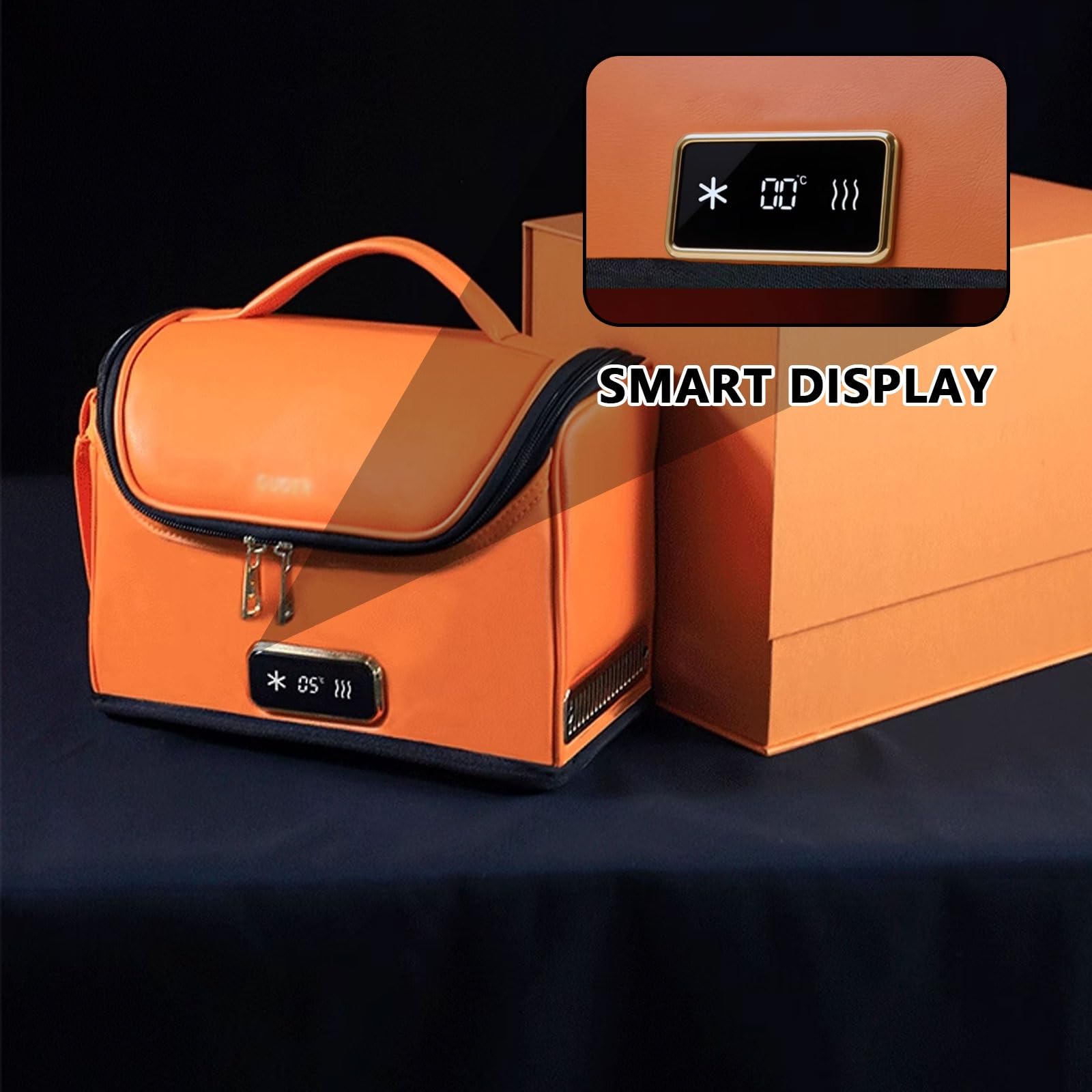 Frigo Auto Mini Freezer Portatile Congelatori Portatili A Compressore 12v Funzioni Di Raffreddamento E Riscaldamento 4L Con Display Intelligente E Cerniera(Orange)