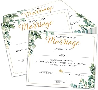 25 Pcs Greenery Marriage Certificates, 8" x 10" Fill-in Wedding Certificate Cards for Official Newlyweds Couples, Wedding Ceremony Expecting Marriage Proposals Gift & Decoration Supplies - A04