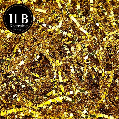 Montplisse Gold Crinkle Paper | 1Lb Gold Crinkle Cut Paper Shred Filler | Gold Shredded Paper For Gift Baskets | Gold Shred Filler For Gift Baskets | Gold Paper For Gift Box Stuffing & Basket Filler #TOP7