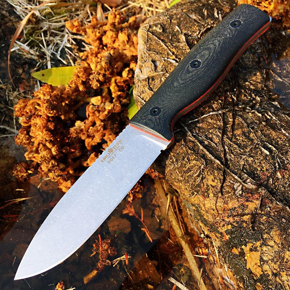 Watchman F017 9.45inch Fixed Blade D2 Knives with Sheath,Big Full Tang Bushcraft Knife with Kydex Sheath Hunting Knife with Mircarta Handle for Camping, Survival, Fishing (Black)