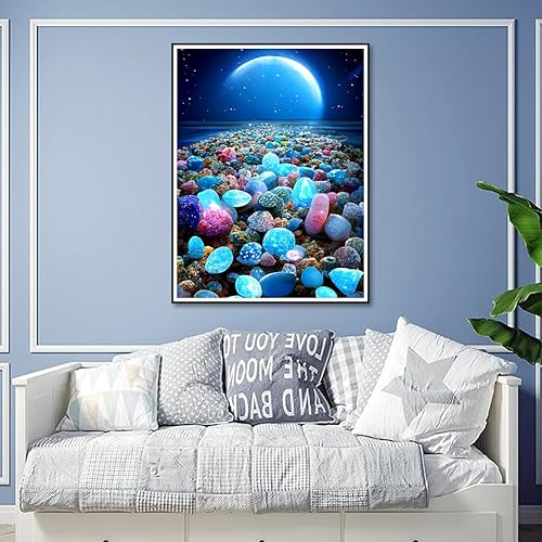 Miniatura 2 de FHBUBPUP Kits de pintura de diamantes para adultos, kits de arte de diamantes de fantasía Love Beach para principiantes, arte de gema de noche de