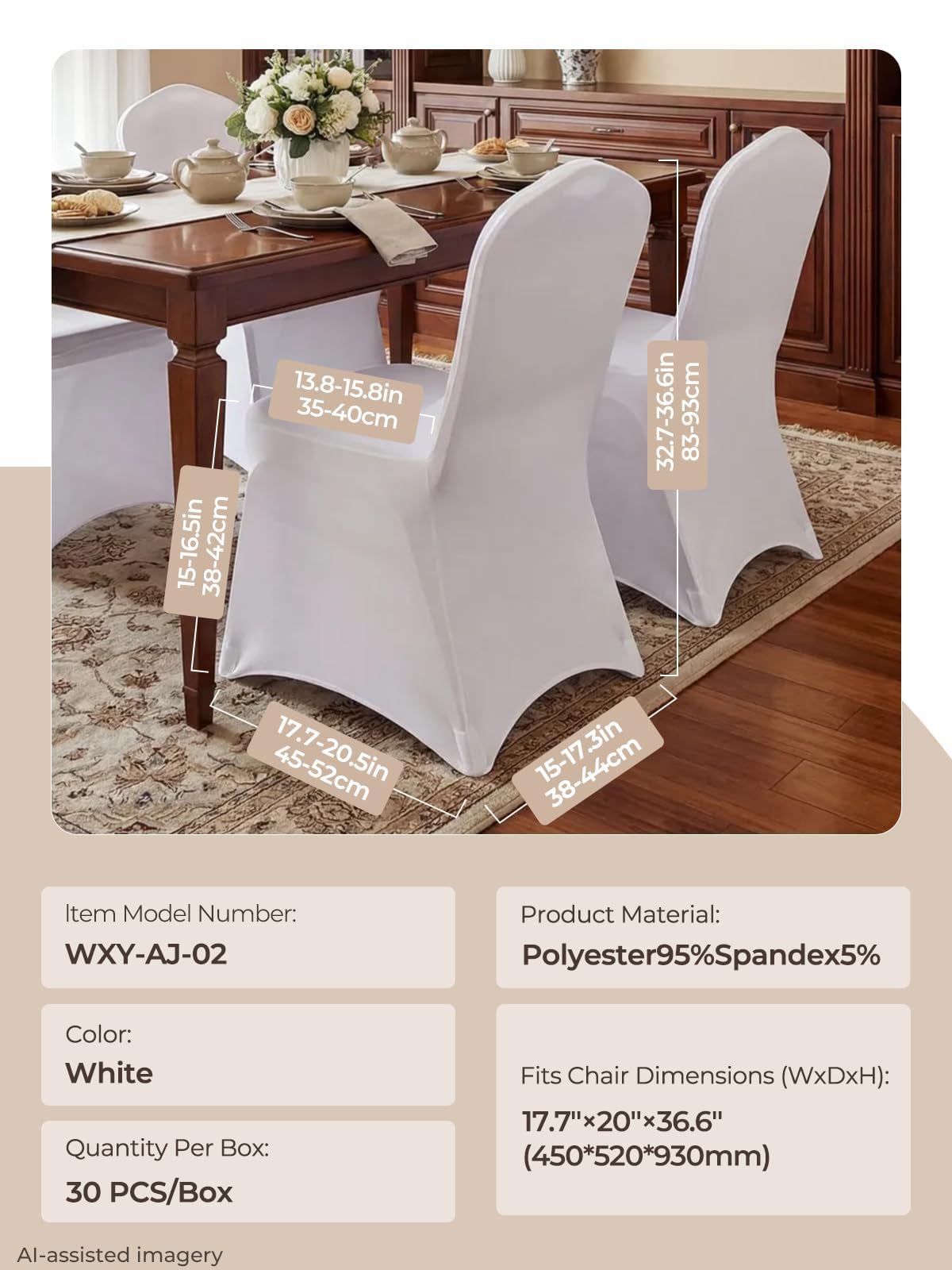 FOHERE Folding Chair Covers 30Pcs Stretch Spandex Chair Cover, Universal Fitted Slipcovers, Washable Chair Cover Protector for Wedding Party Banquet Holiday Celebration Decoration, White