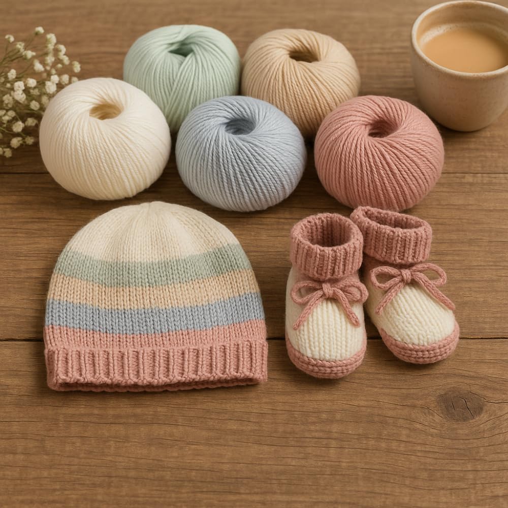 Harmony Cotton Yarn by Yarneverse – 6-Pack Soft Fine Weight (#2) 60% Cotton / 40% Acrylic (50g / 165m Each – Total 300g / 990m) (6, Pastel Collection)