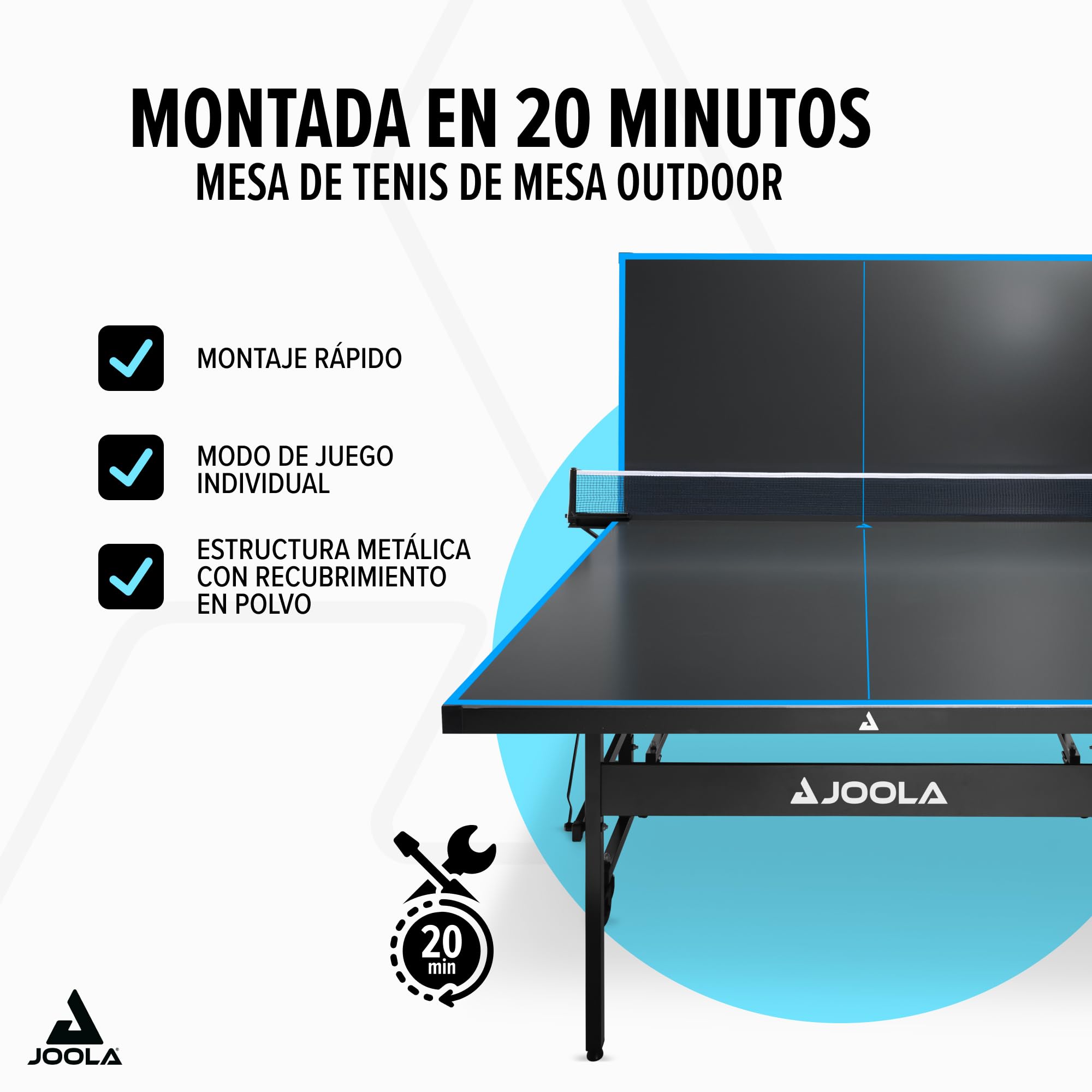 JOOLA Mesa de Ping Pong J200A Outdoor Aluminio 6mm Plegable