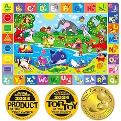 QUOKKA Baby Play Mat for Floor – Super Soft Plush Surface ABC Rug for Toddlers & Infants – Extra Thick (0.3in) Non-Slip Padded Nursery Mat for Crawling & Fun – Foldable Gift Rug