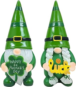 St. Patrick's Day Decor 2-Piece Irish Gnomes Figurines (4 Resin Leprechauns)