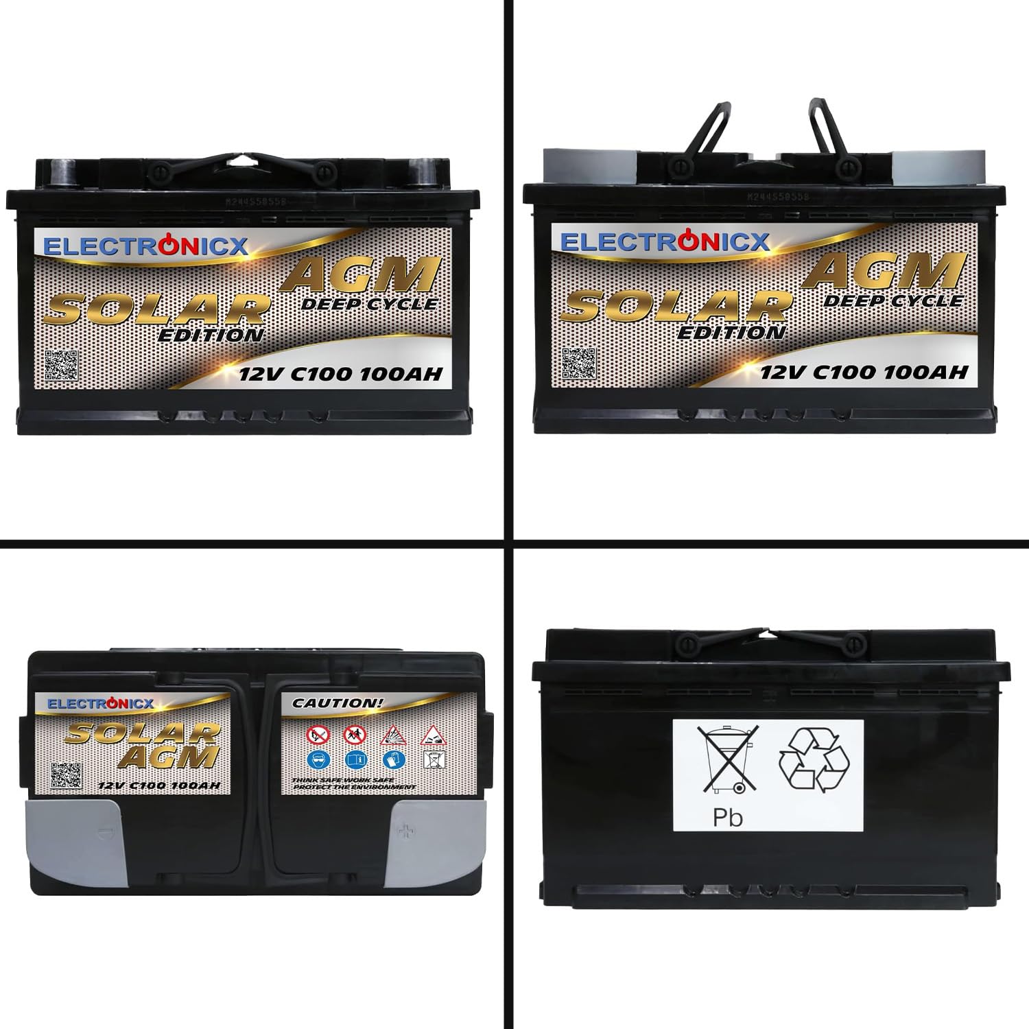 AGM Solarbatterie 12V 100Ah – Wartungsfreier Akku für Wohnwagen, Wohnmobil, Mover, Boot & Off-Grid Solarsysteme – Versorgungsbatterie Deep Cycle Solar Edition