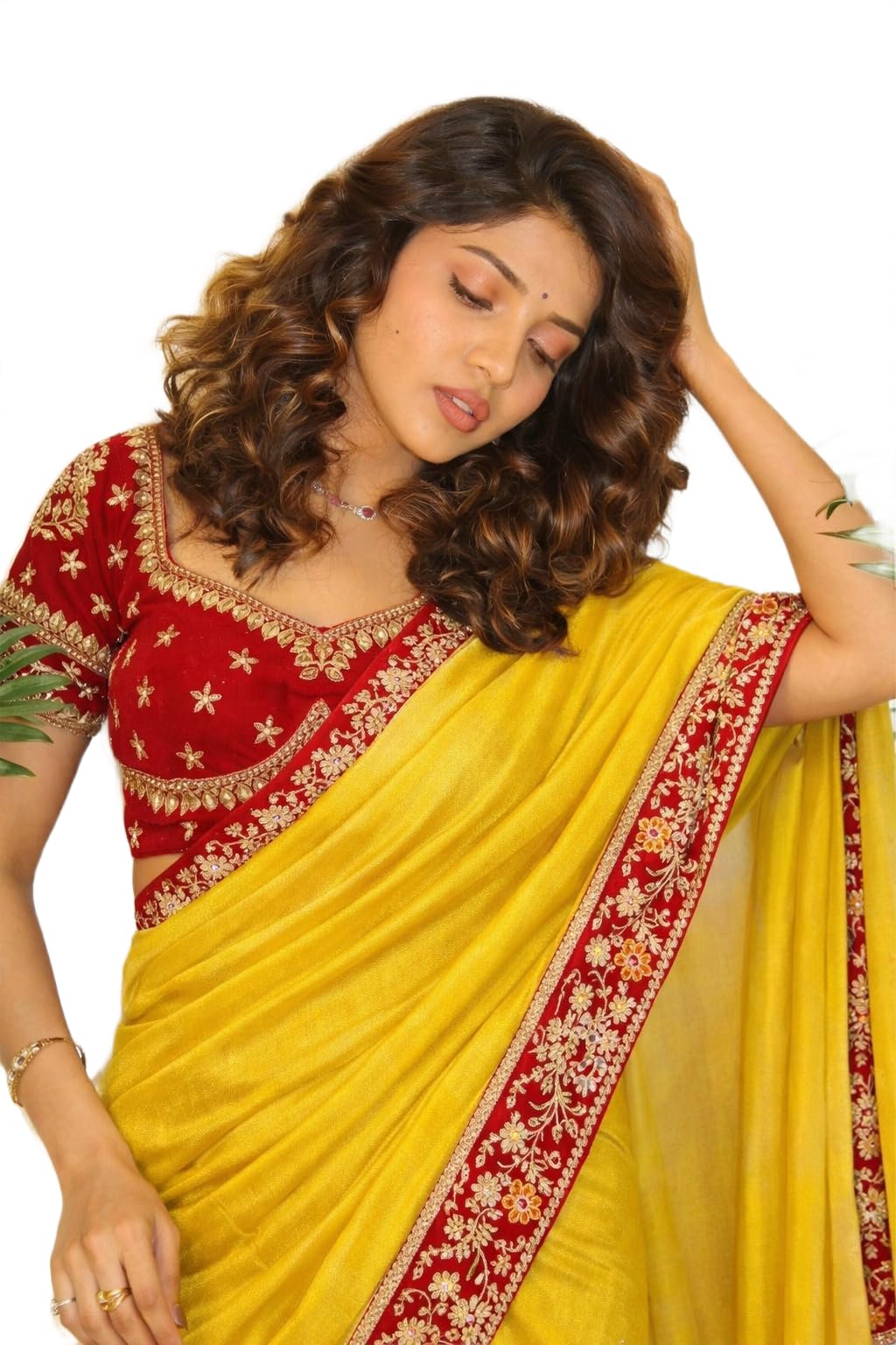 vragi Women's New Chinon Silk With Bandhej Gotta Work Saree With Fully Stitched Blouse-picture-34