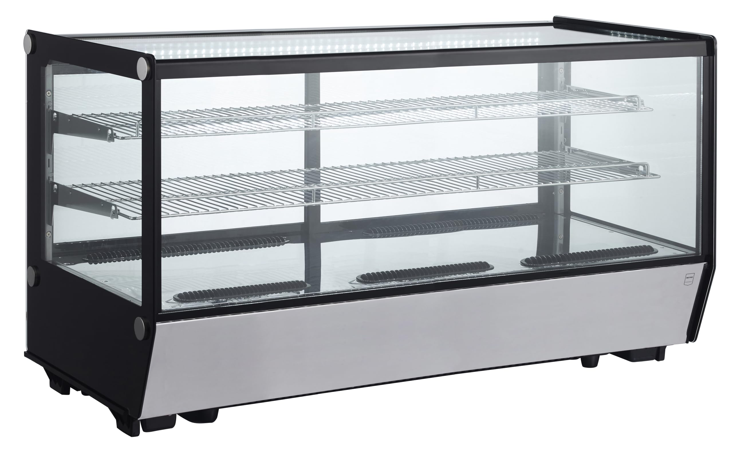 METRO Professional Vetrina refrigerata orizzontale GCV1200R, acciaio inox/vetro, 207 L, raffreddamento ventilato, 400 W, 2 ripiani, argento/nero