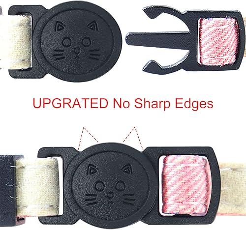 Vista 64 de Collar Joytale con corbatín y campana, lindos patrones de cuadros, 1 o 2 unidades de collares de seguridad para gato, Rojo