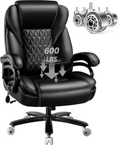 Silla de oficina grande y alta de 600 libras con cojín de resorte de bolsillo, silla de escritorio ergonómica resistente para oficina ejecutiva con