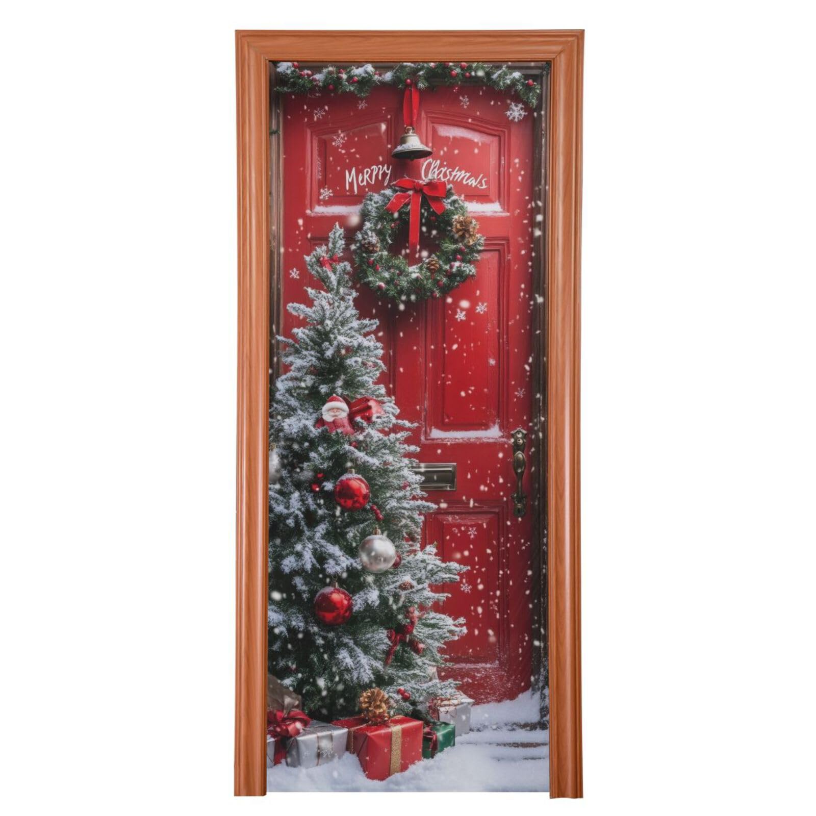FLildon Christmas Door Front Landscape Door Cover Decoration, Party Accessory Porch Decor for Festive Ornament Room Door Covers 36 x 98 Inch