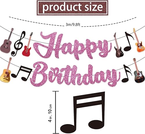 Miniatura 4 de Decoraciones de fiesta populares, decoraciones populares para giras de épocas incluyen pancarta de feliz cumpleaños y decoraciones de guitarra,