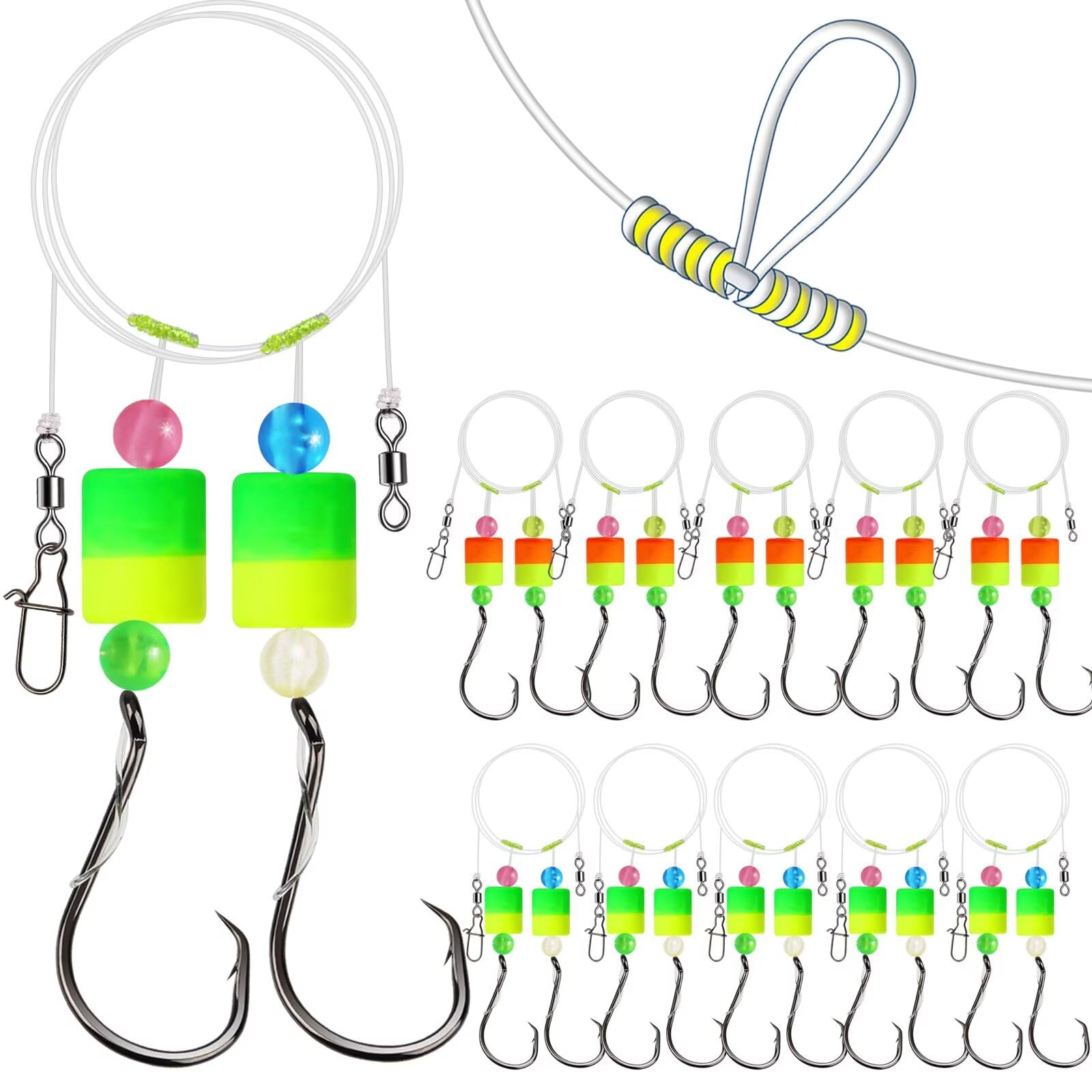 Dovesun Pompano Rigs for Surf Fishing Pompano Rigs with Circle Hook Surf Fishing Rigs Saltwater Cylindrical-10PCS