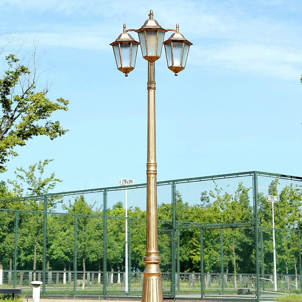 Lampadaire d'extérieur étanche E27 avec abat-jour en acrylique, 3 têtes, style victorien, en verre, éclairage extérieur vintage