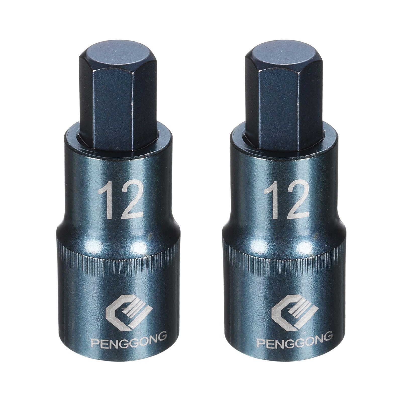 sourcing map 2pcs 1/2" Drive Impact Hex Bit Socket H12 (12mm) Metric 2.2" Length S2 Steel 6-Point Sockets for Power Drill Drivers Adapter, Blue — image 1