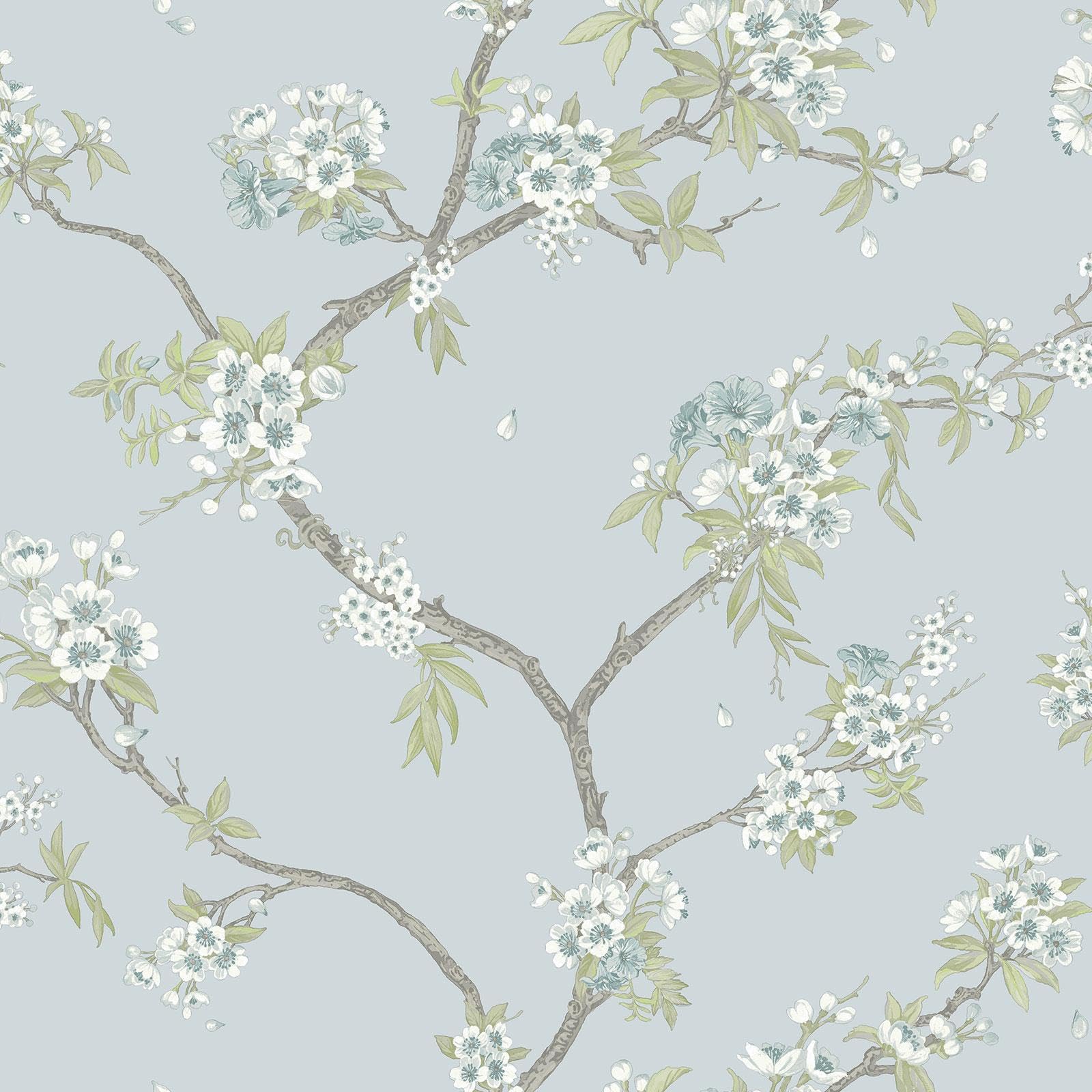 Holden Botany Cherry Blossom Oriental Chinoisiere Botanicla Blossom Themed Wallpaper Perfect for Living Rooms Dining Rooms Hallways Modern Stunning Rooms Blue (14214)
