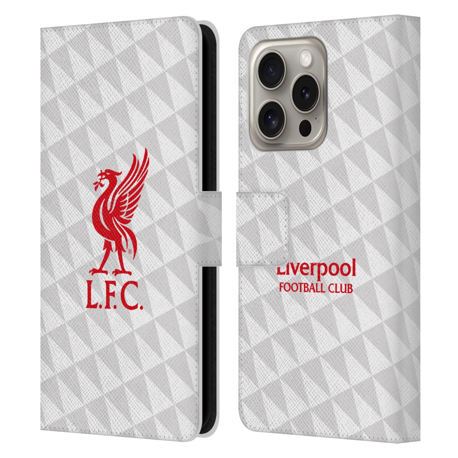 Head Case Designs Officially Licensed Liverpool Football Club Red On White Kit Liver Bird Leather Wallet Case Compatible With Apple iPhone 16 Pro โ image 1