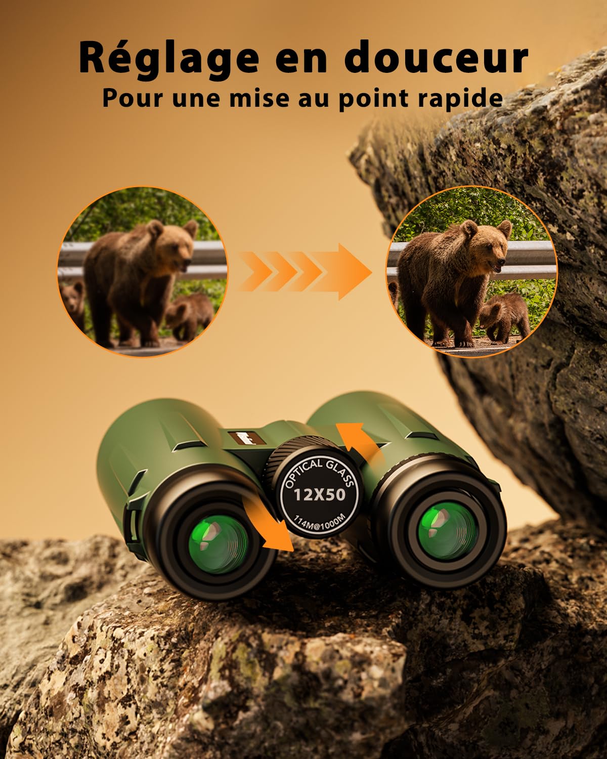 usogood 12x50 Jumelles Adultes Puissante – Jumelles Adultes avec Prismes BaK4 et Lentilles FMC, Antidérapantes et Étanches, pour l'Ornithologie, la Chasse, la Randonnée, Les Concerts