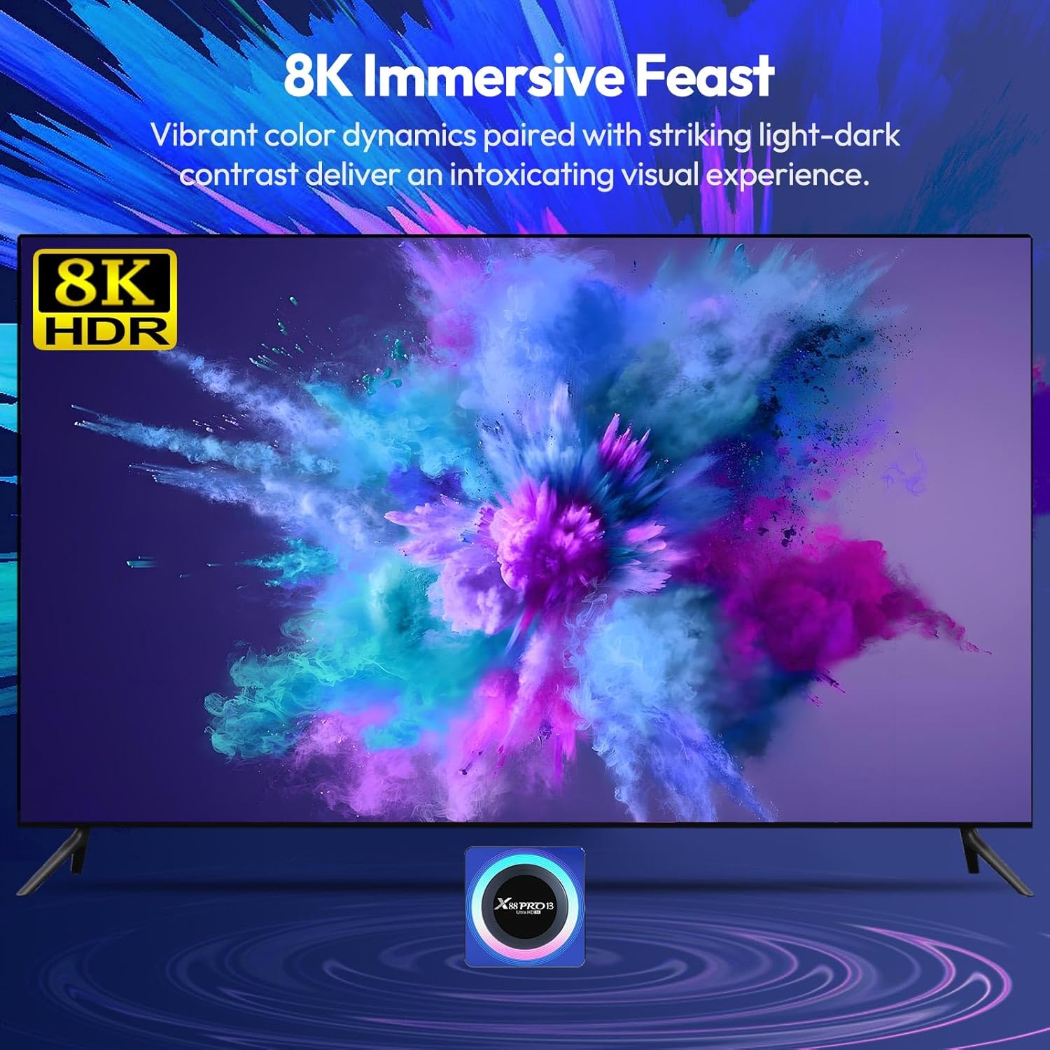 Android 13.0 TV Box 2026, Android TV Box 4GB 64GB RK3528 Quad-core Support 4K 6K 8K WiFi 6 2.4/5.8G Dual-WiFi BT5.0 Ethernet 3D Smart Box for TV with Mini Wireless Keyboard