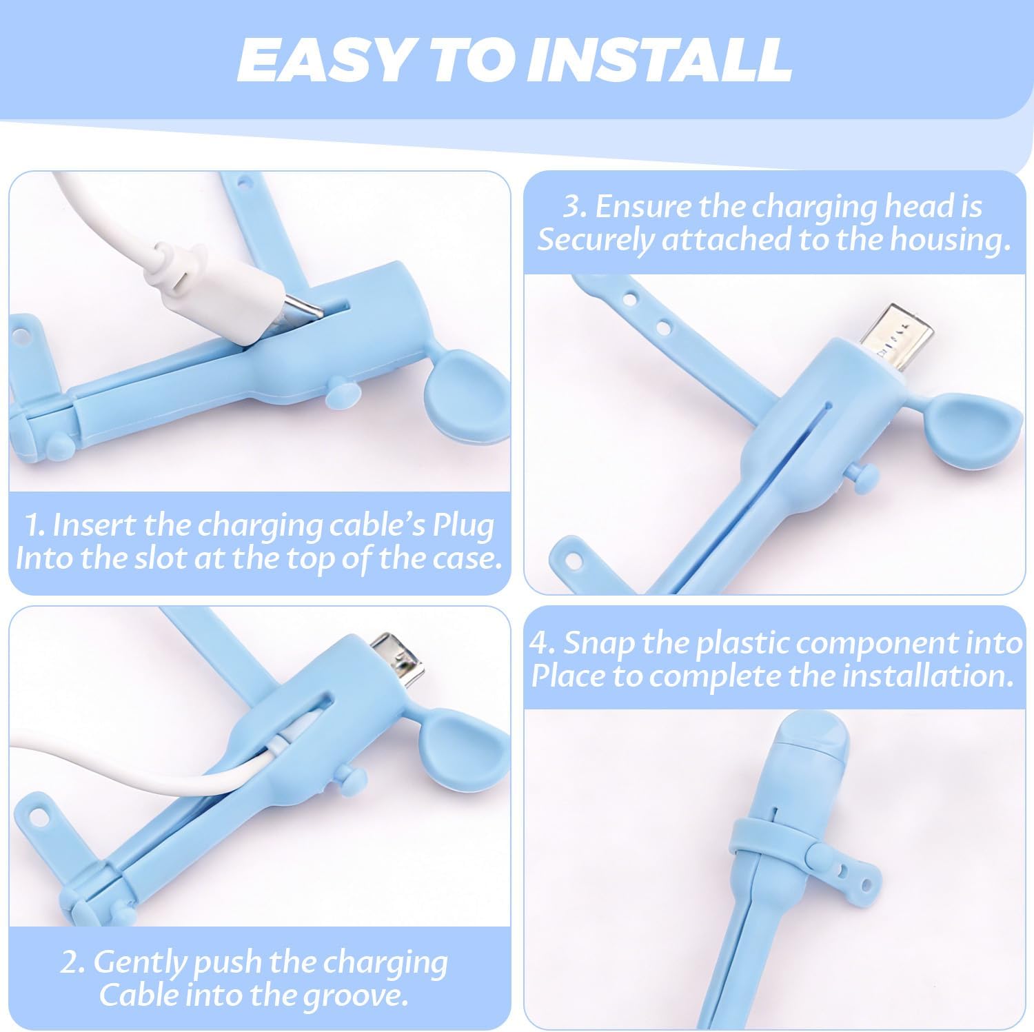 3Pairs Charger Cable Protectors,Universal Silicone Non-Slip Cord Saver,3 in 1 Double-End Data Cable Protector,Cover Cord Organizer-Dustproof & Organizer & Protection for Home (Pink+Blue+Purple)