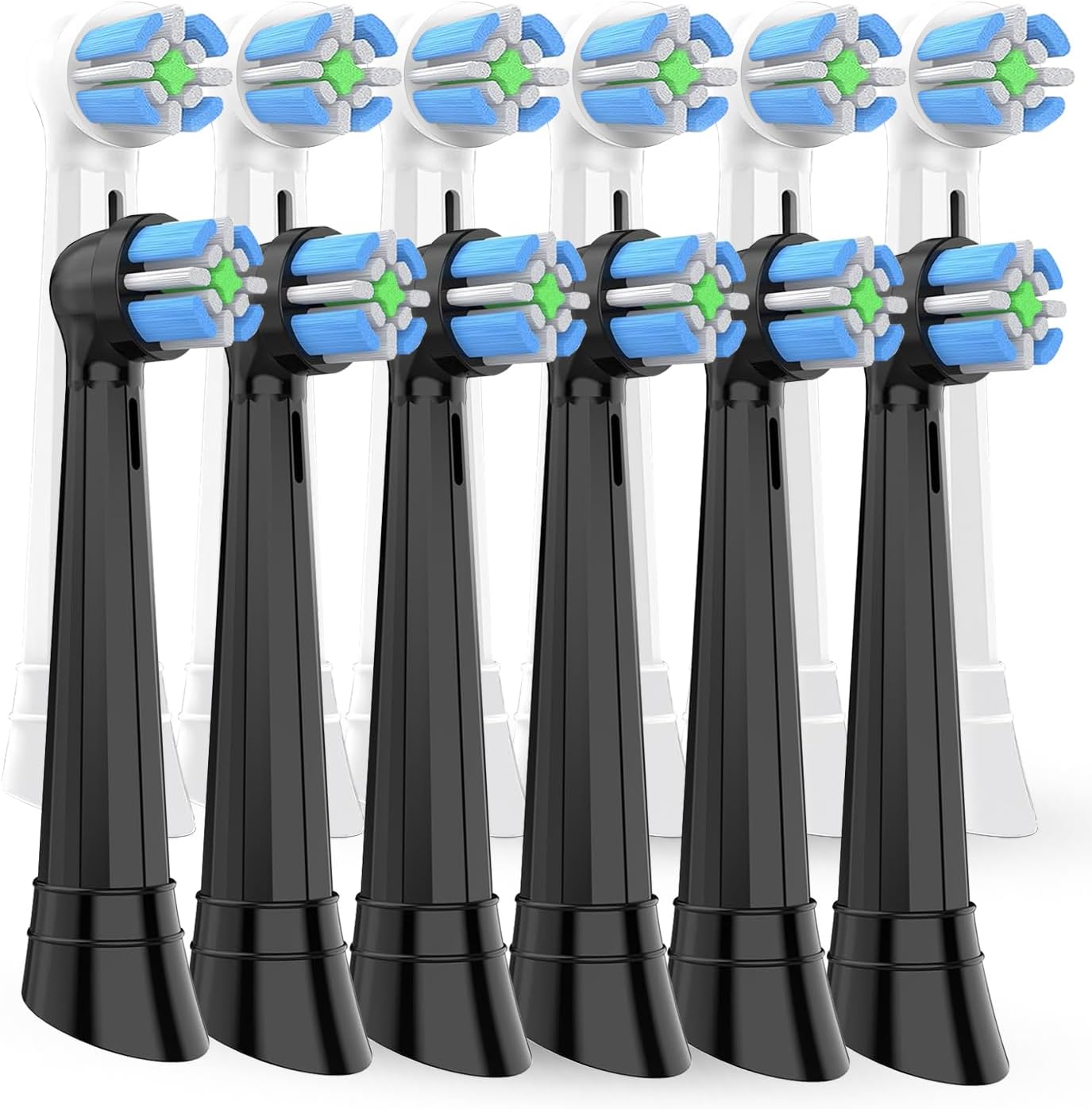 IO Toothbrush Replacement Heads,Compatible with Oral B IO Series 2-10 Electric Toothbrushes (White+Black, 12PCS)