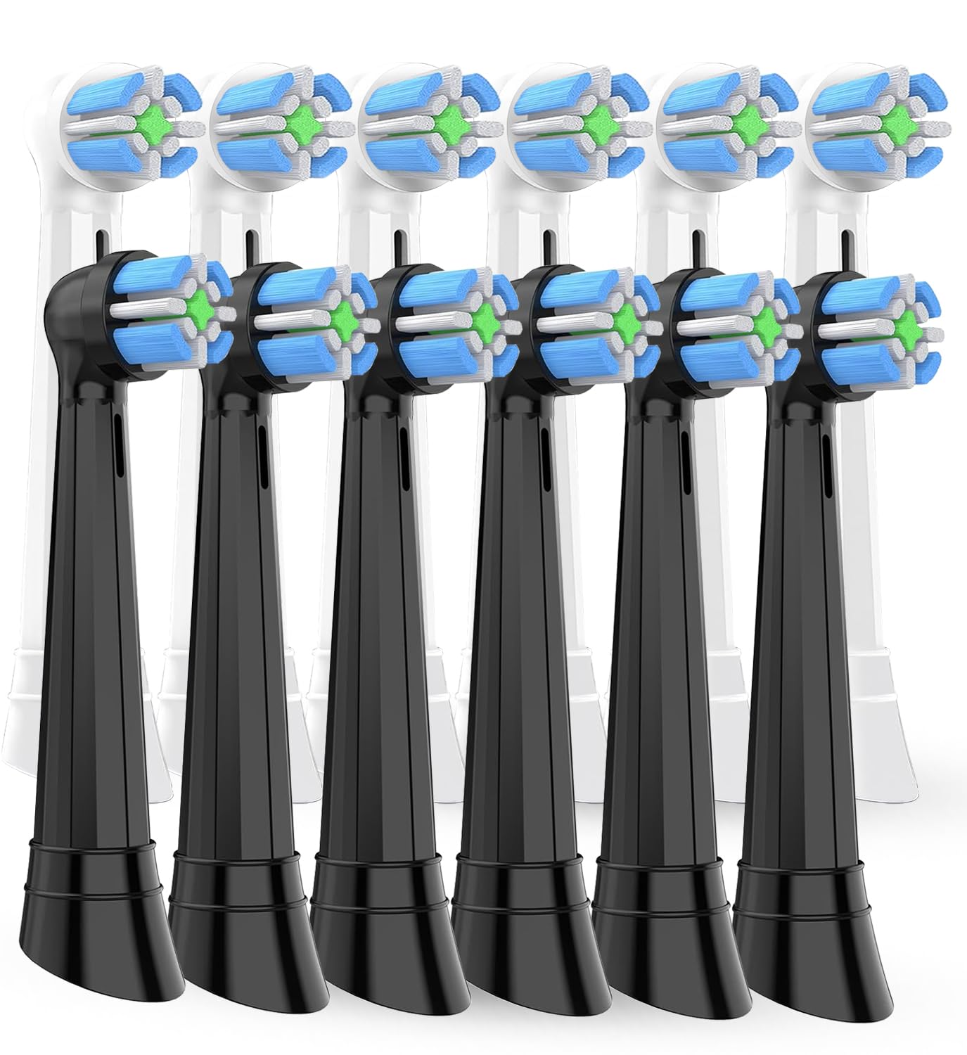 IO Toothbrush Replacement Heads Compatible with Oral B IO Series 2-10 Electric Toothbrushes White Black 12PCS