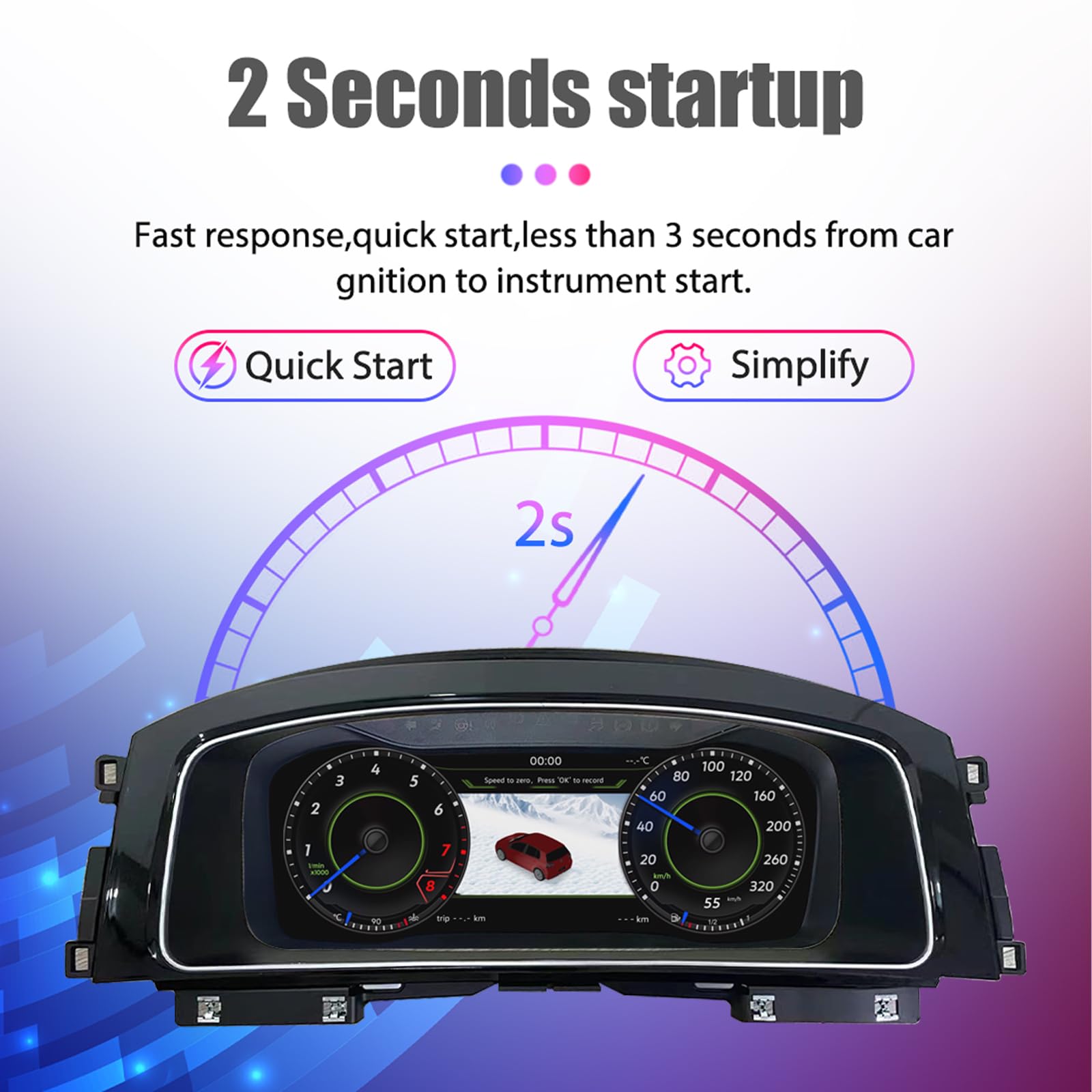 12.3 pulgadas Digital Dash Herramienta Cluster para Golf 7/7.5 (2013-2020) años, LCD Digital Panel Tacómetro Coche tablero reemplazo Digital Gauge Cluster-BY