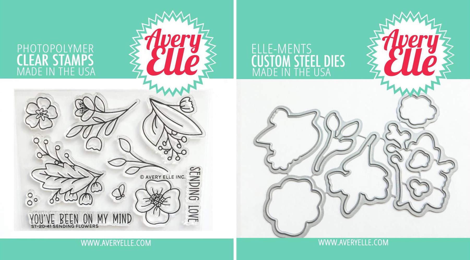 Avery ElleSending Flowers Stamps & Dies -2 Item Bundle