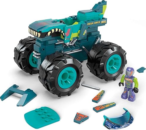 Miniatura 5 de MEGA Construx Hot Wheels Monster Trucks - Juego de construcción de autos de juguete, MEGA-Wrex con 187 piezas, 1 micro figura de acción, rojo, niños