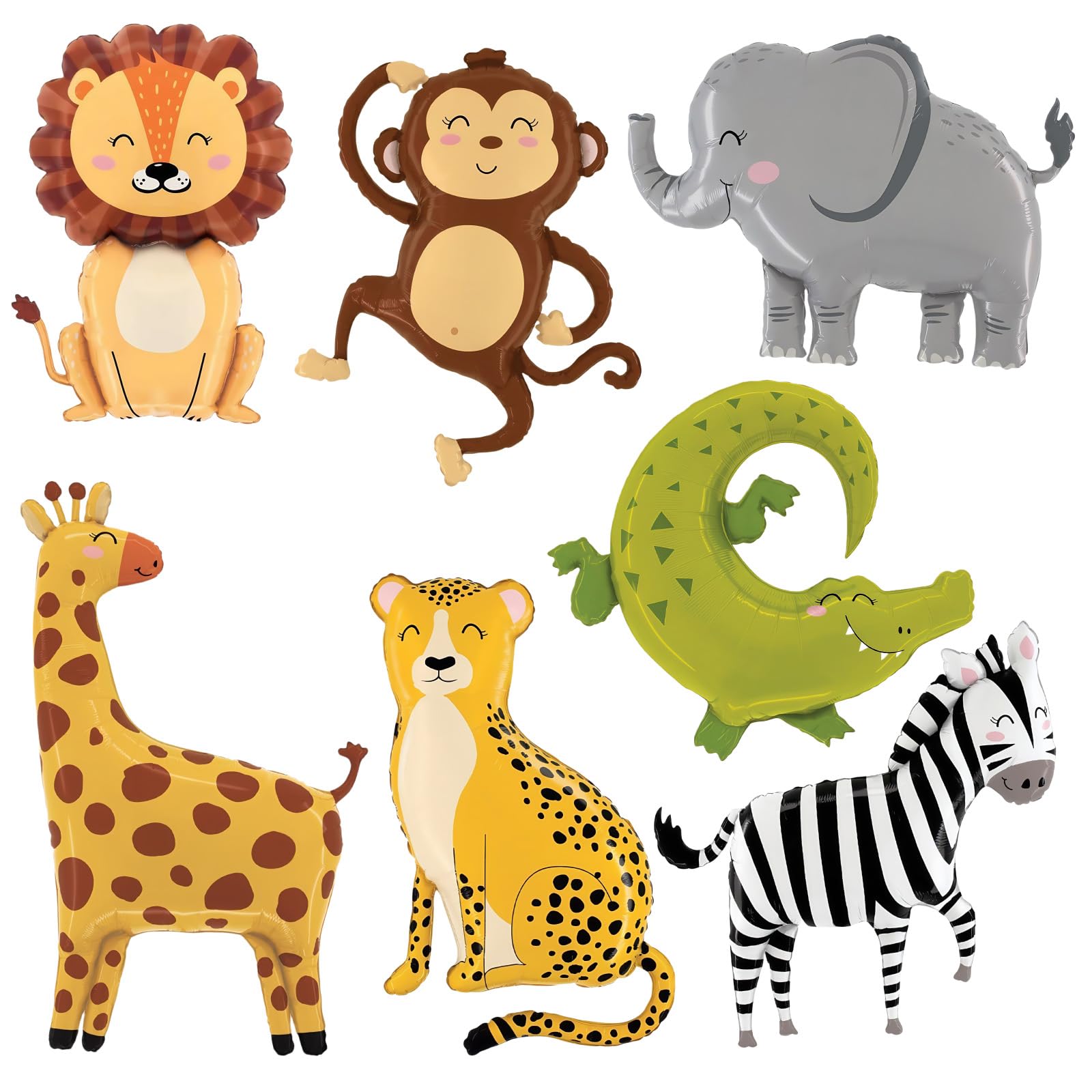 7Pcs Jungle Wildlife Theme Balloons Colourful Adorable Animal Shapes Jungle Wildlife Style Birthday Party Scene Decoration Props Indoor And Outdoor Foil Balloons