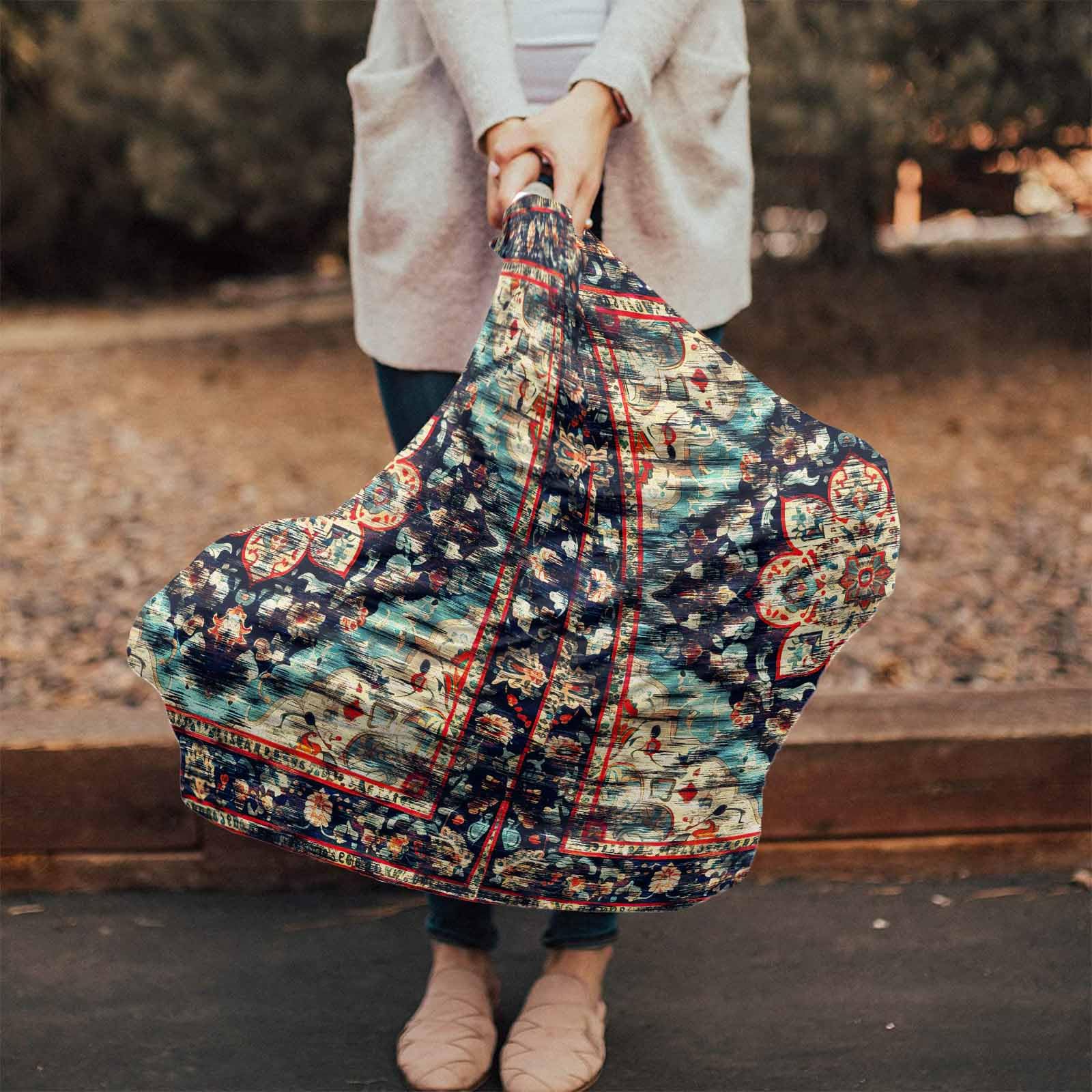 Nursing Cover for Breastfeeding Scarf, National Abstract Floral Texture Baby Car Covers Super Soft Multi Use for Canopy Shopping Cart Cover Blanket Stroller Cover