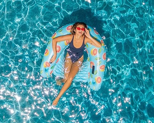Miniatura 10 de PoolCandy Flotadores inflables para piscina, tumbonas, sillas de sol y piscinas de sol con estampado de pomelo