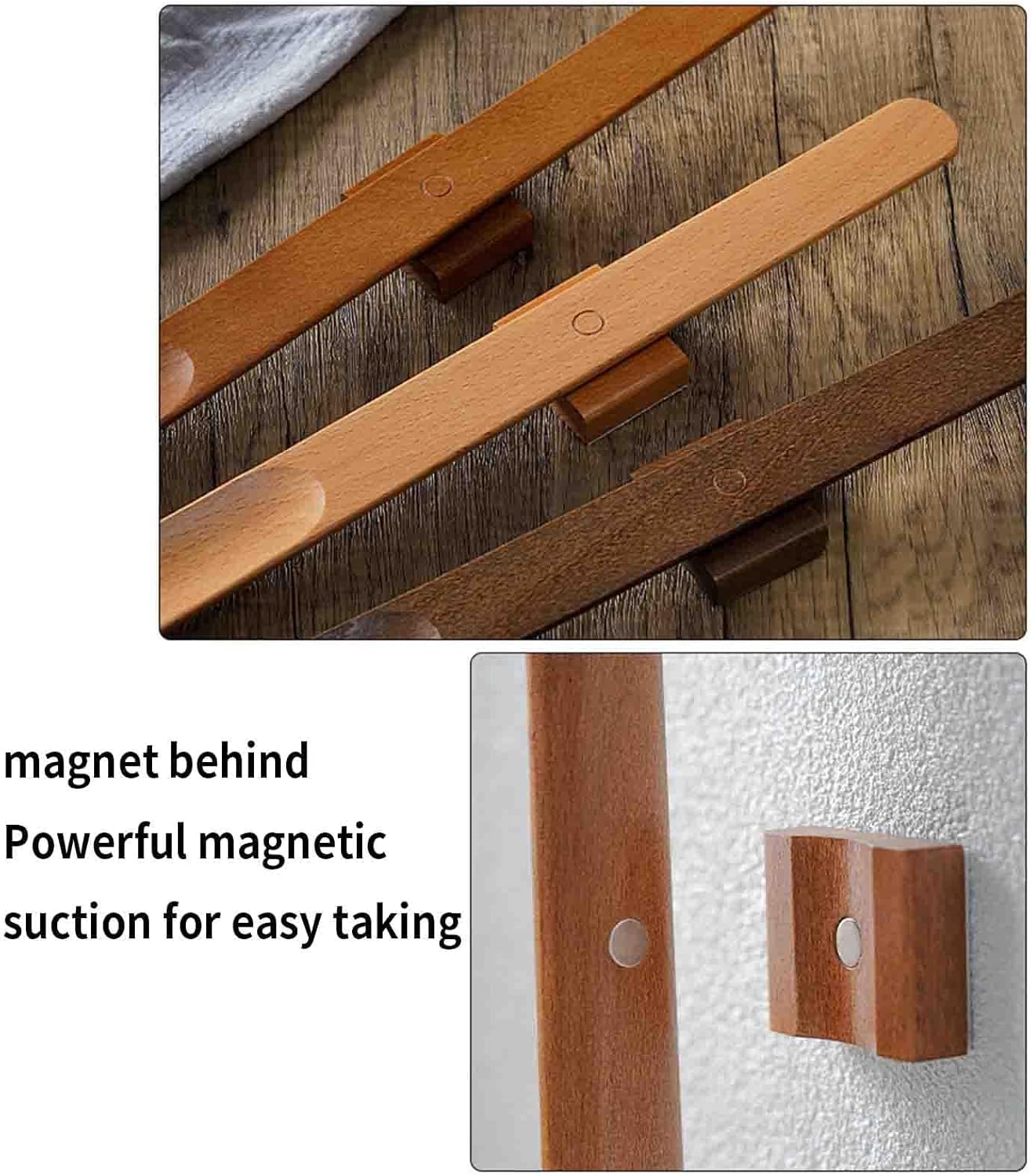 Genérico Calzador De Mango Largo con Cierre Magnético, Evita Agacharse | Diseño De Madera De 75 Cm, Protector De Talón Curvado (Beige 75x4 cm)