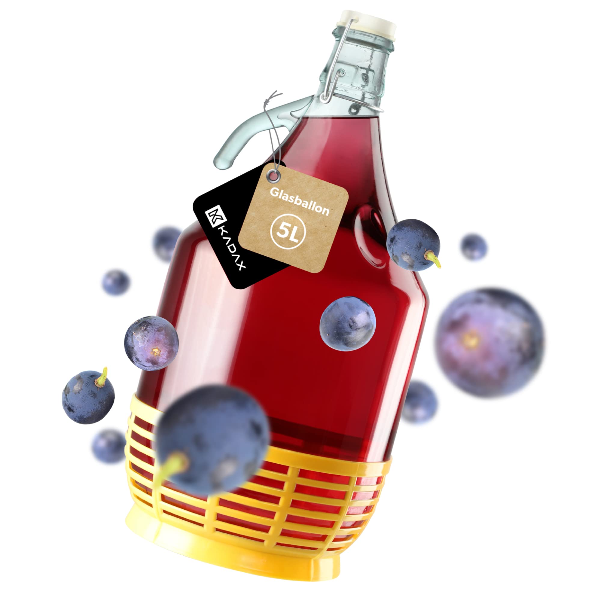 KADAX Lot de 6 bonbonnes en Verre 5L – Ballons de Fermentation pour vin, bière & cidre